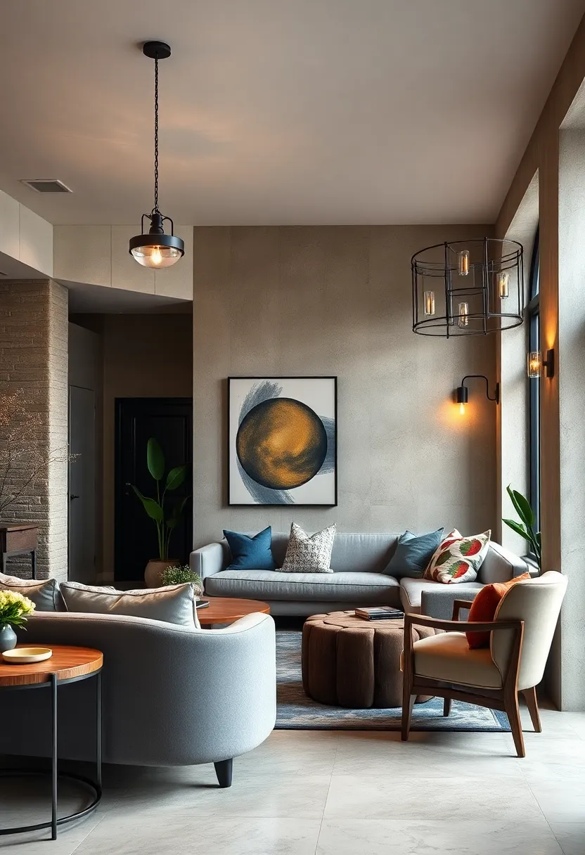 Pair industrial sconces with ornate wall lights to contrast textures and eras