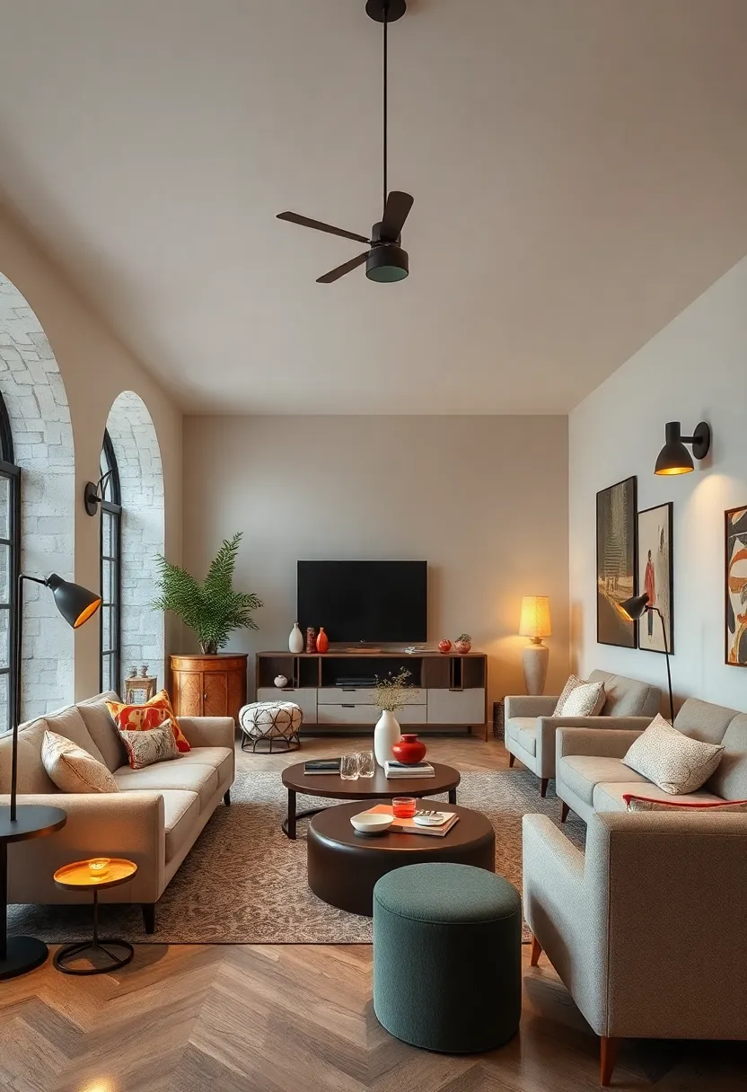 Use a monochrome palette across mismatched fixtures to unify diverse forms visually