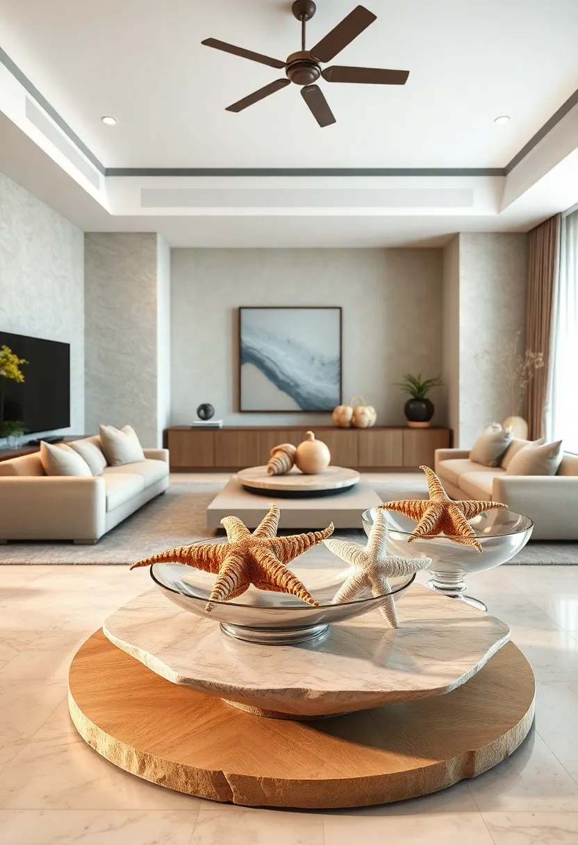 Sea Urchin ‌and Starfish Decorative Bowls on Surfaces