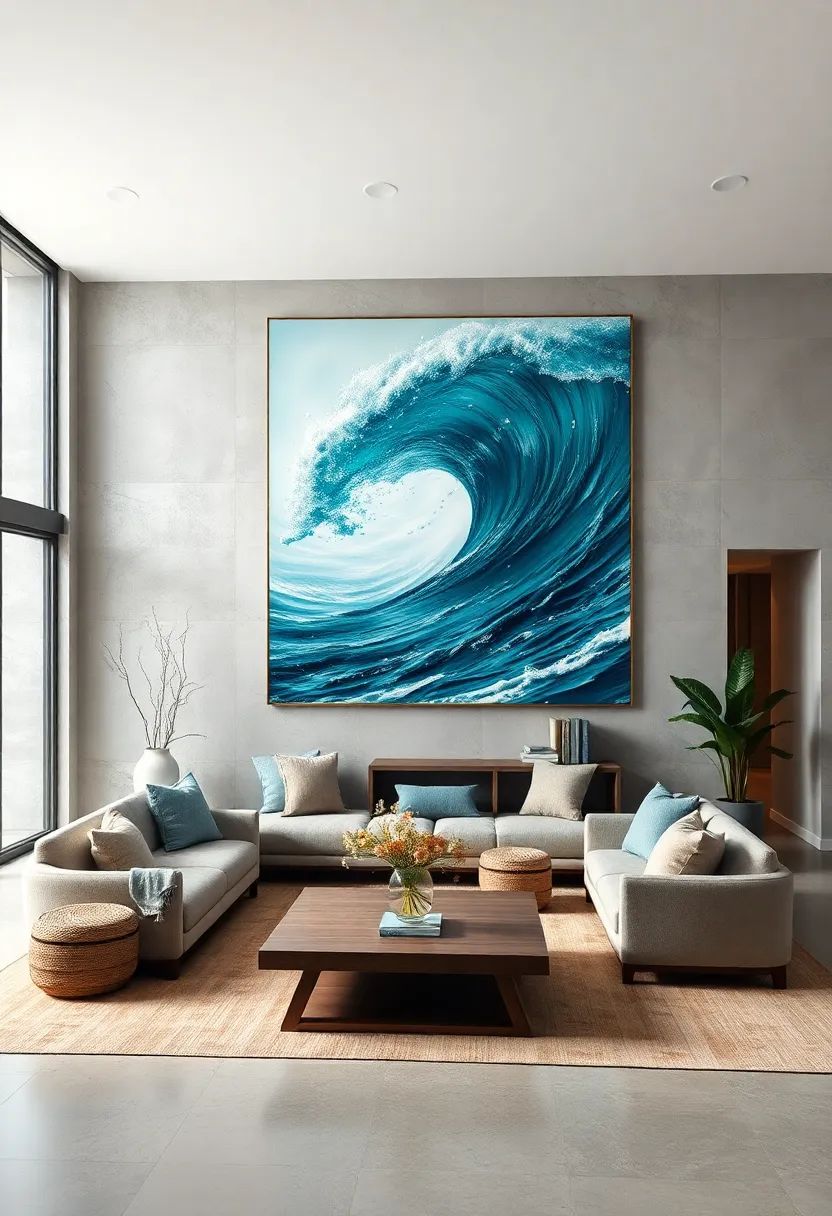 Oversized Ocean Wave Artwork with⁢ Soothing Hues