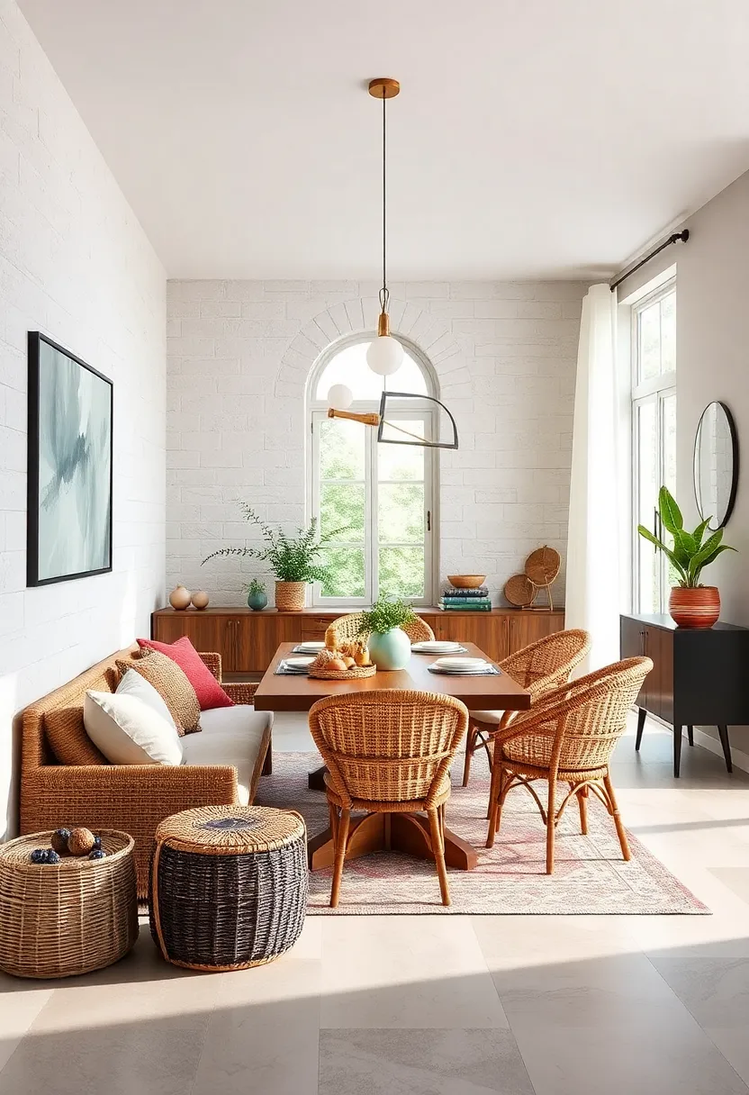 Incorporate woven baskets for storage and texture, keeping the room organized and cozy