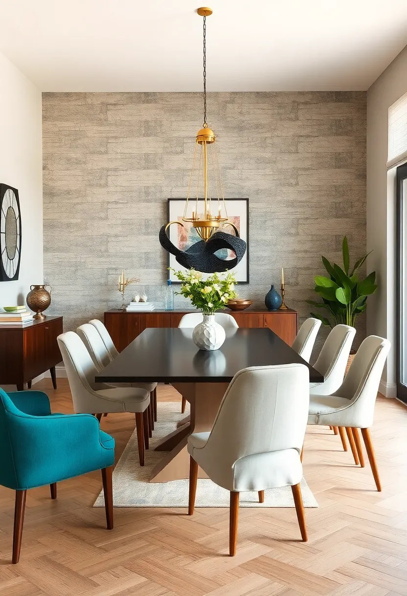 Mix and match dining chairs​ from thrift stores or sales for an eclectic, personalized vibe