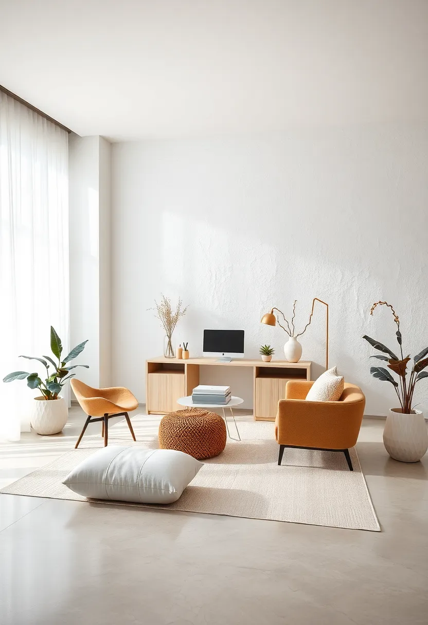 Crisp White Clarity: A pristine white setup accented with subtle metallics encourages clarity and organization