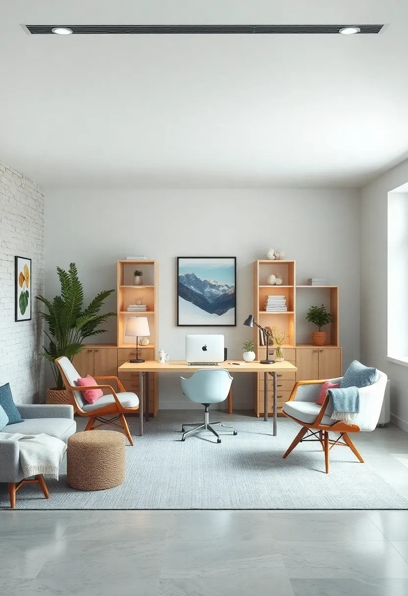 Misty Blue Calm: Pale blue hues introduce a gentle touch of color while maintaining a neutral foundation