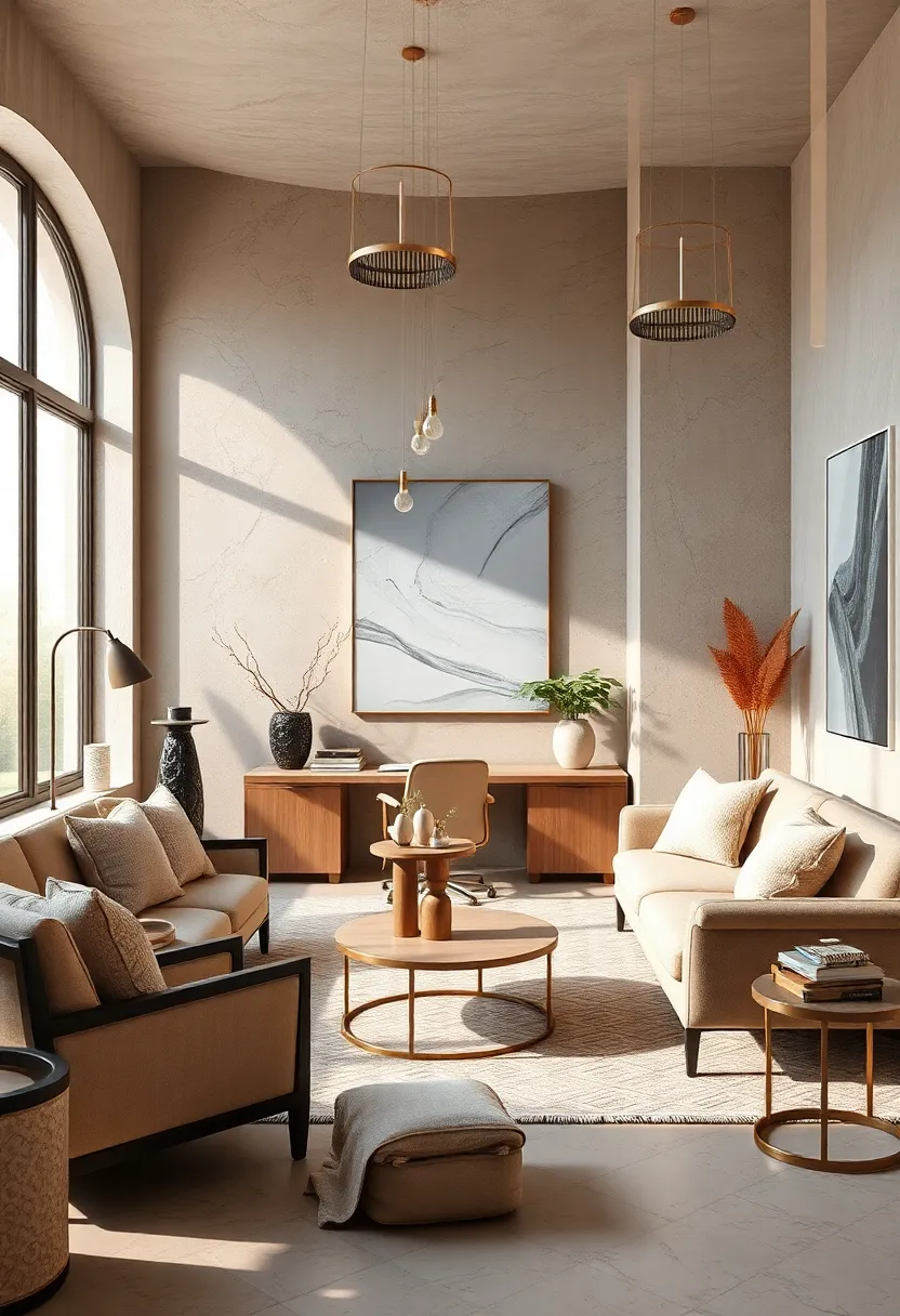 Pale Mocha Focus: Subtle mocha hues harmonize with metal finishes for an elegant yet neutral setting