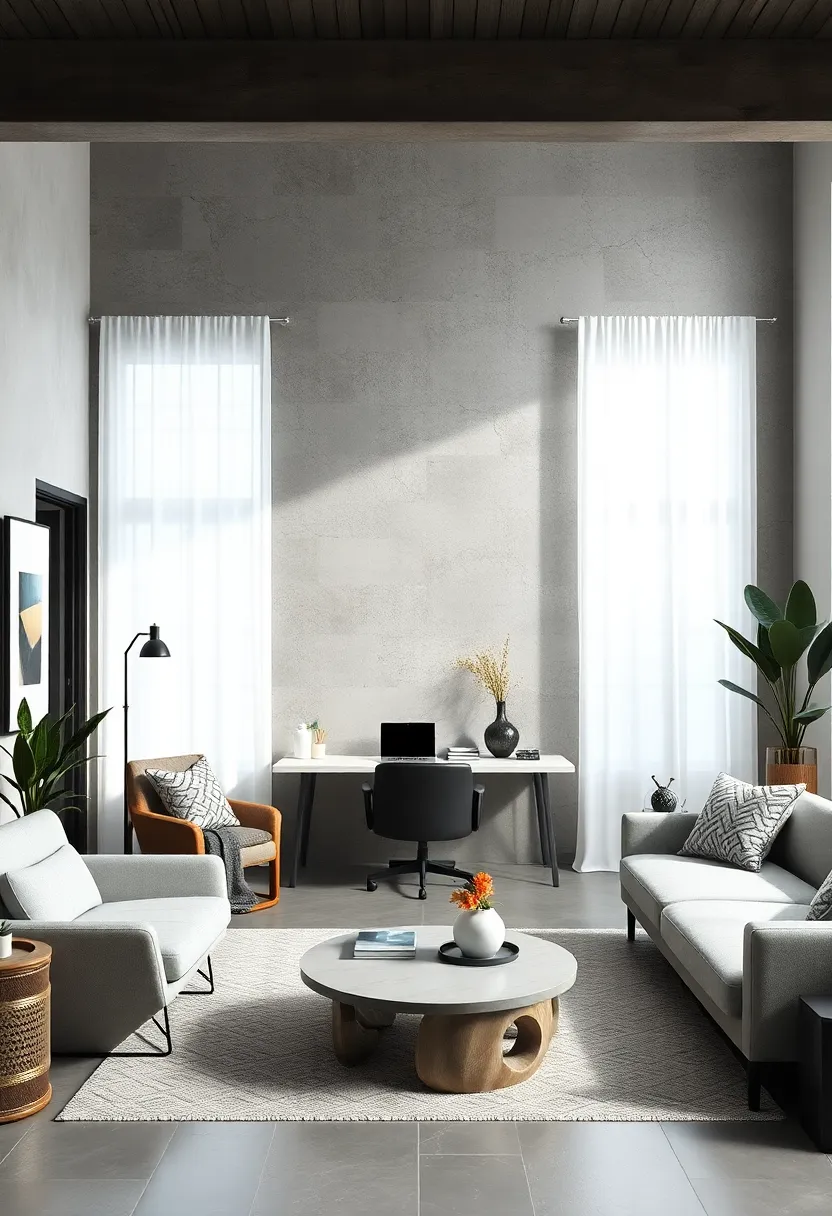 pebble Gray Minimalism: Smooth pebble-inspired grays paired with black accents underscore simplicity