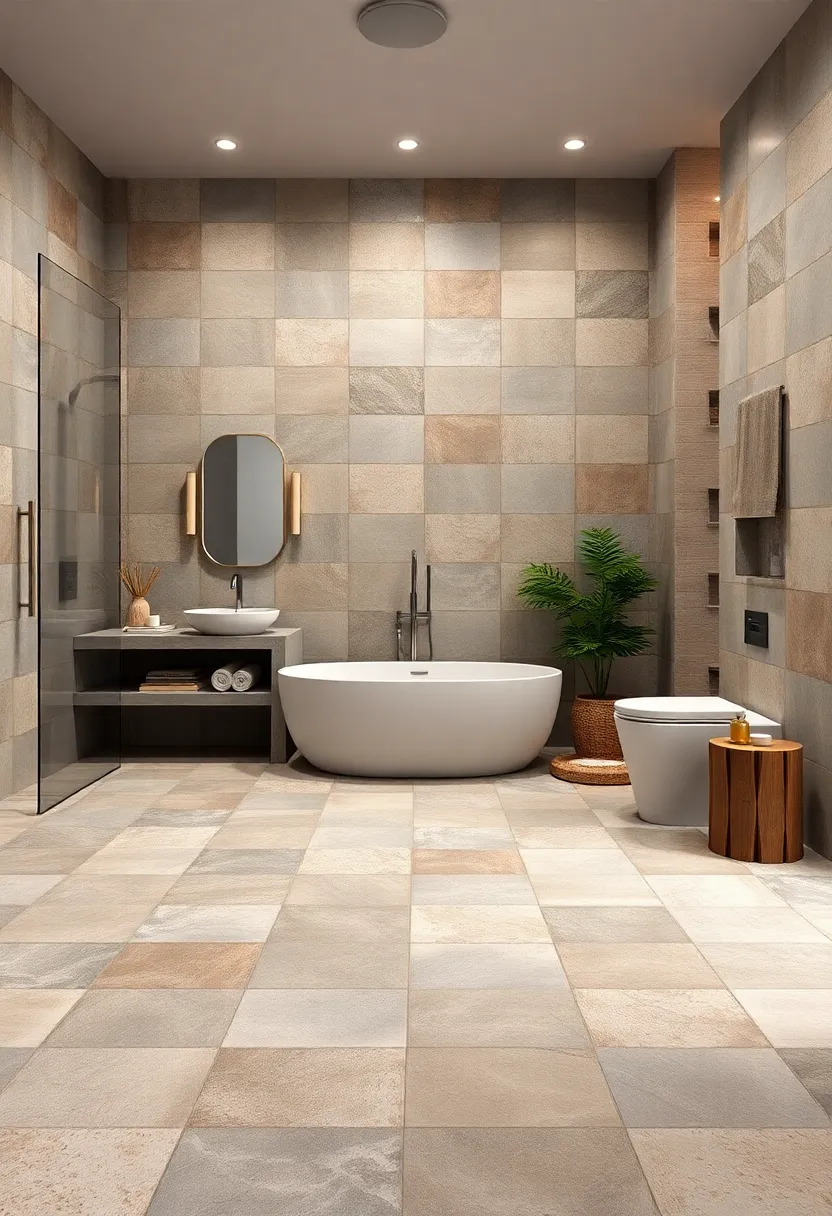 Distinctive Patchwork ​Tiles in Muted Earth Tones