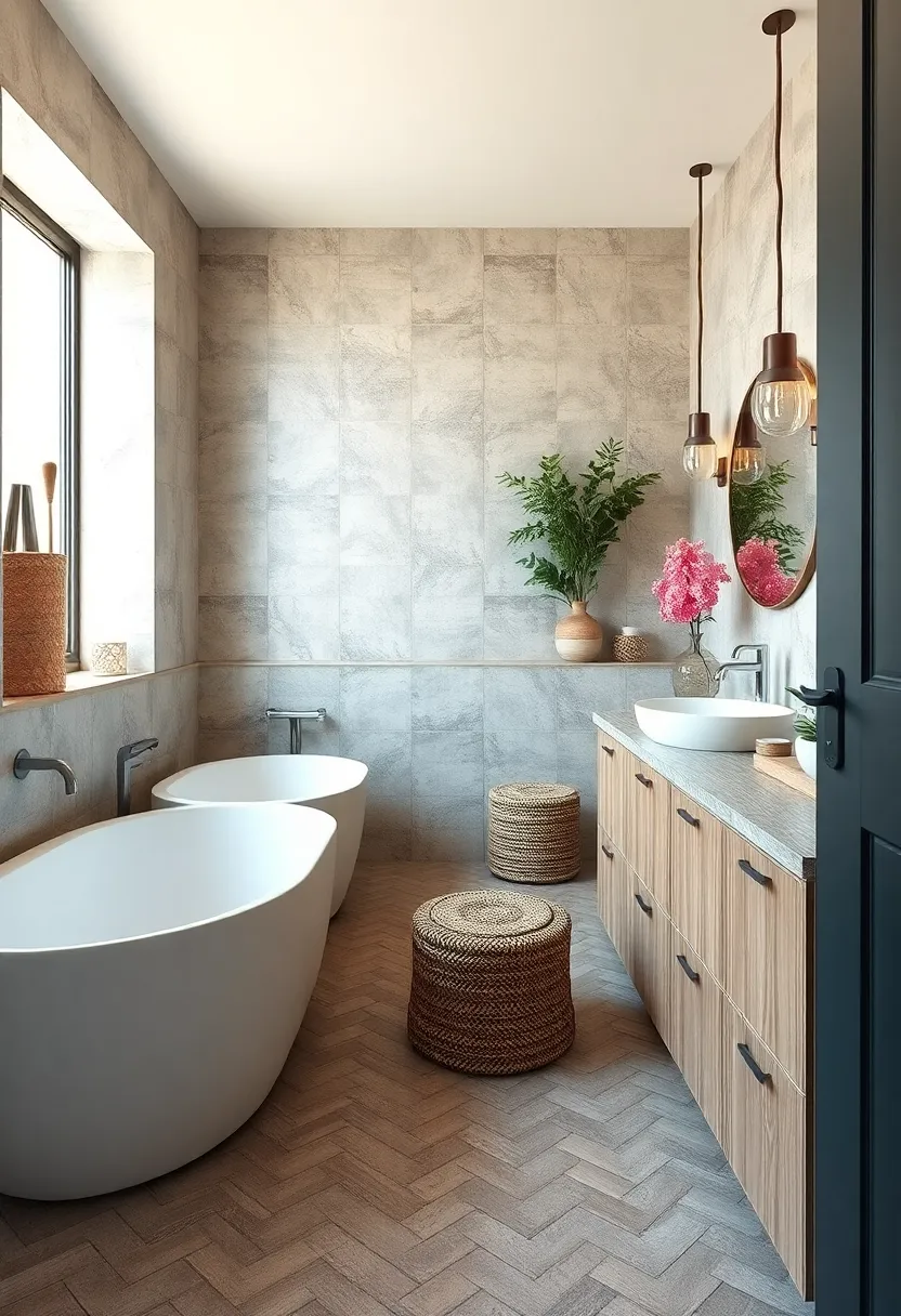 Subtle herringbone Pattern in Soft Clay⁣ Tiles