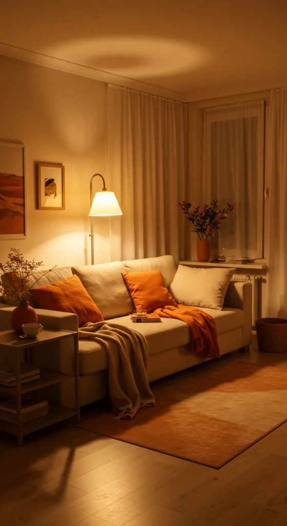 Warm toned cozy living room