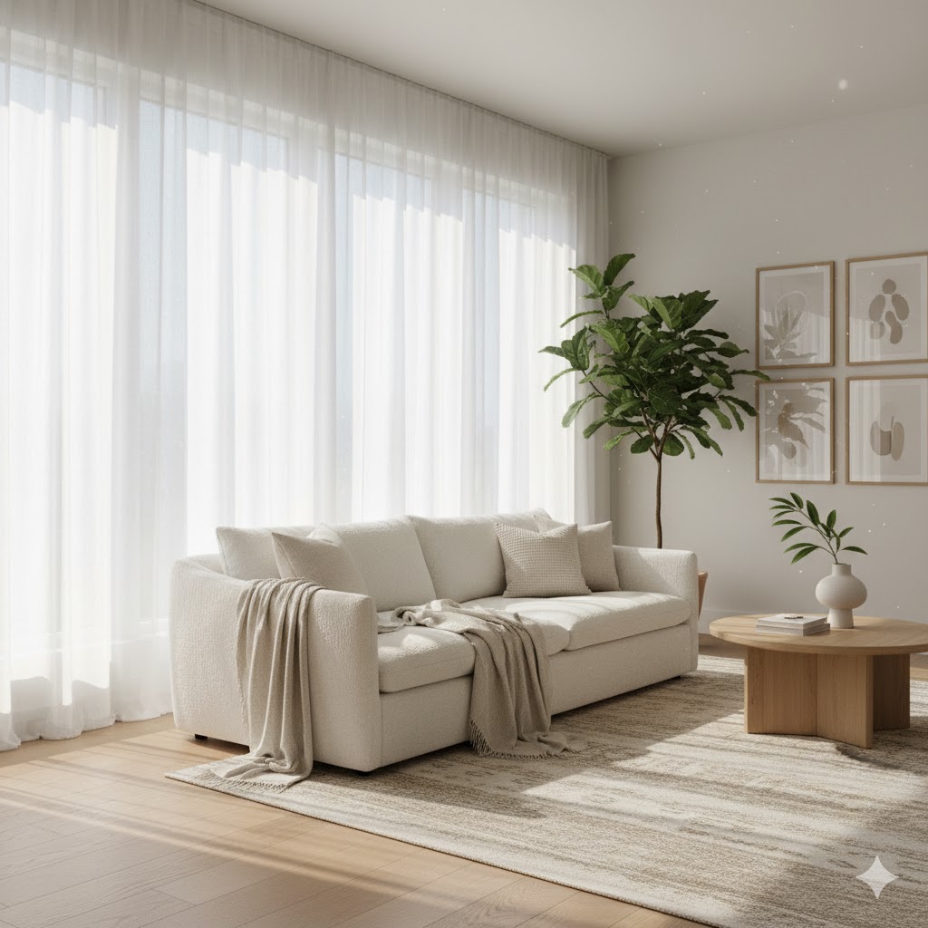 Layered lighting in a cozy room