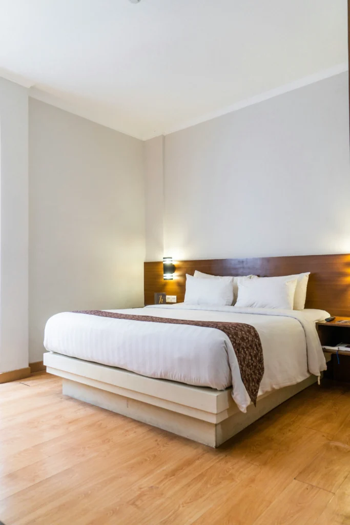 Serene Minimalist Bedroom with Wood Accents