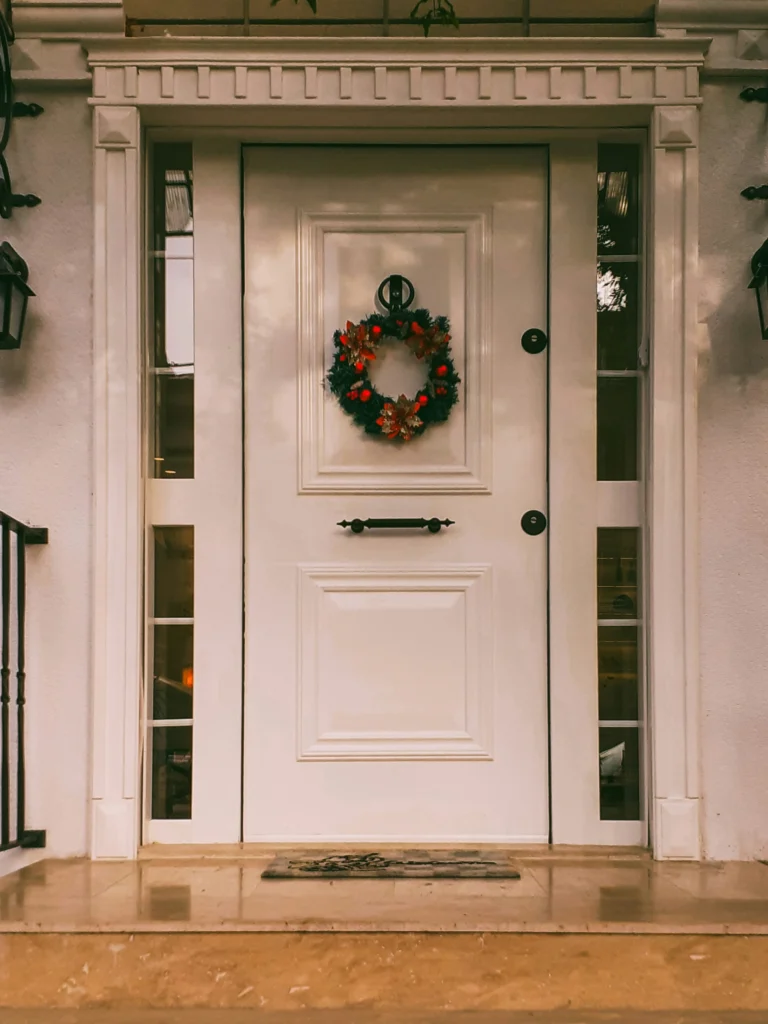Sleek and Sophisticated Holiday Door Decor