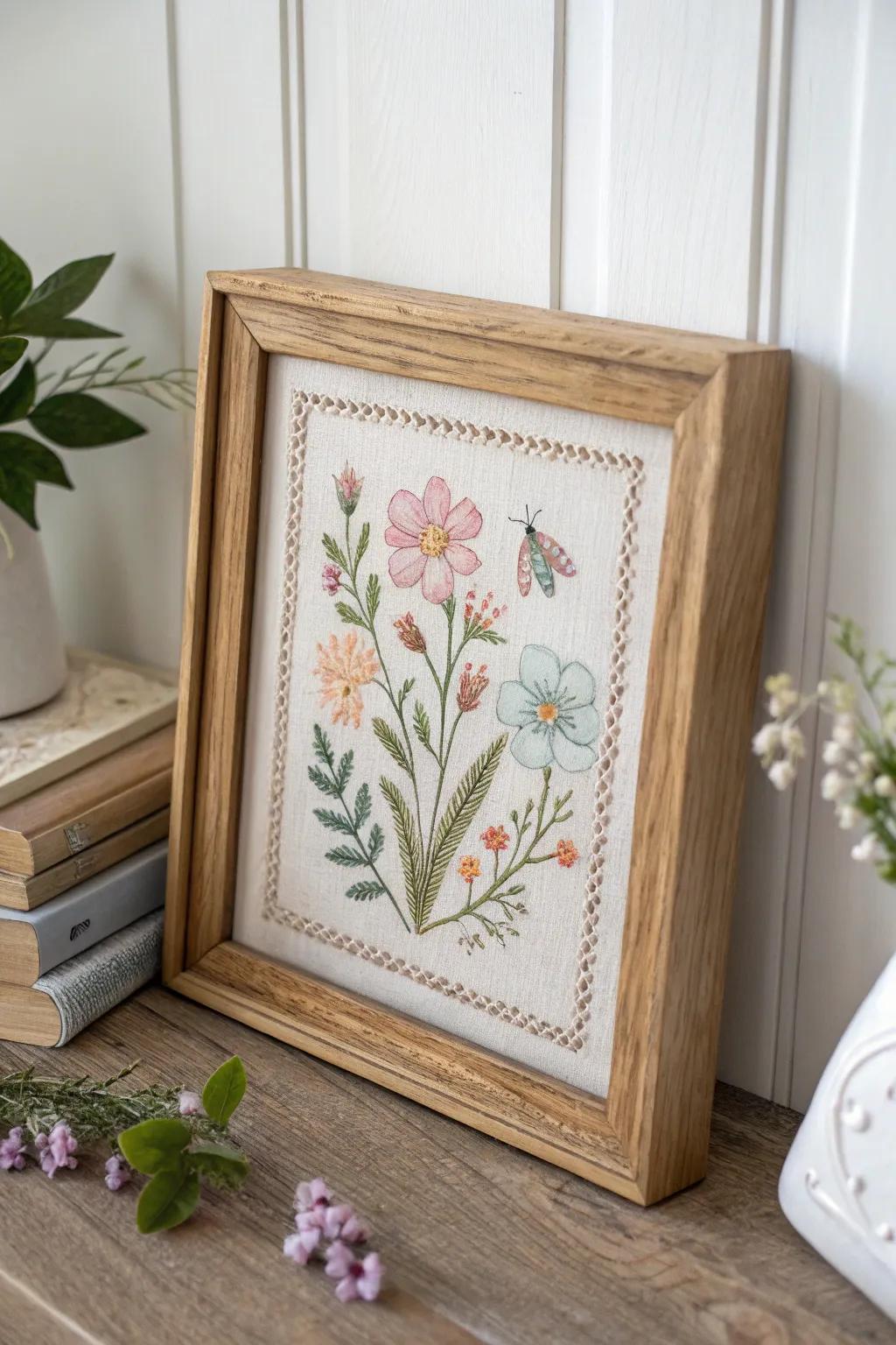 Give your cross stitch a rustic charm by mounting it on a canvas frame.