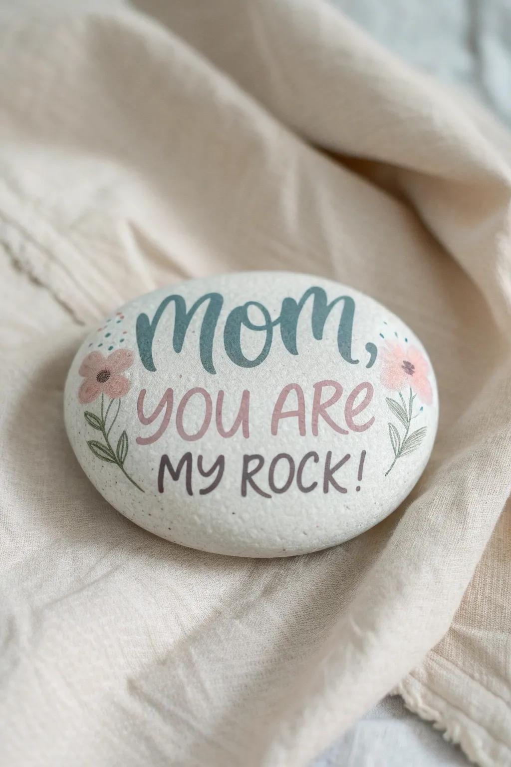 Show your love this Mother's Day with a beautifully hand-painted rock featuring a meaningful message, ideal for fans of minimalist and boho aesthetics.