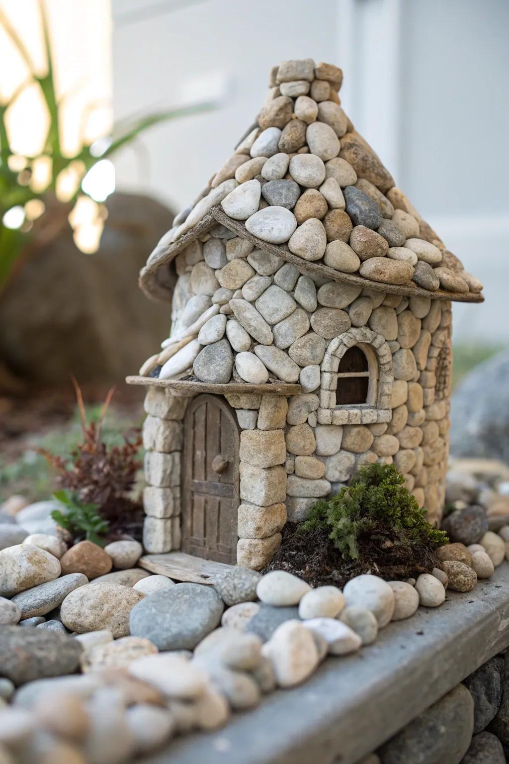 Give your fairy house a majestic stone exterior for a castle-like charm.