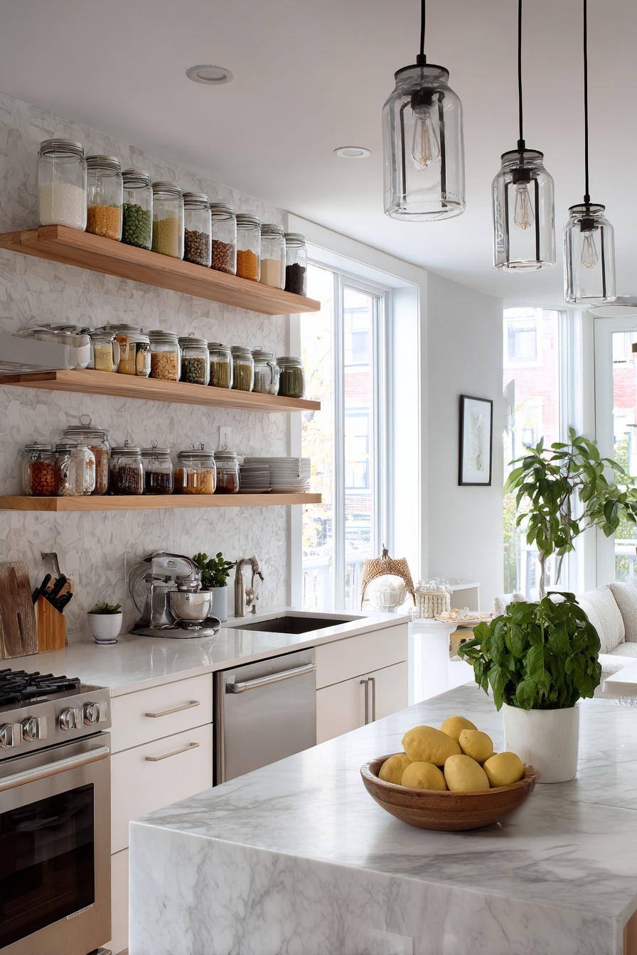 Incorporate Open Shelving for Accessibility