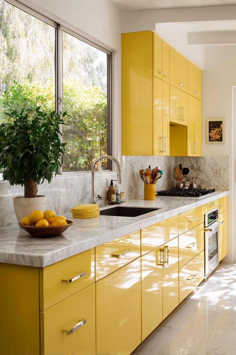 Paint Cabinets a Cheerful Yellow