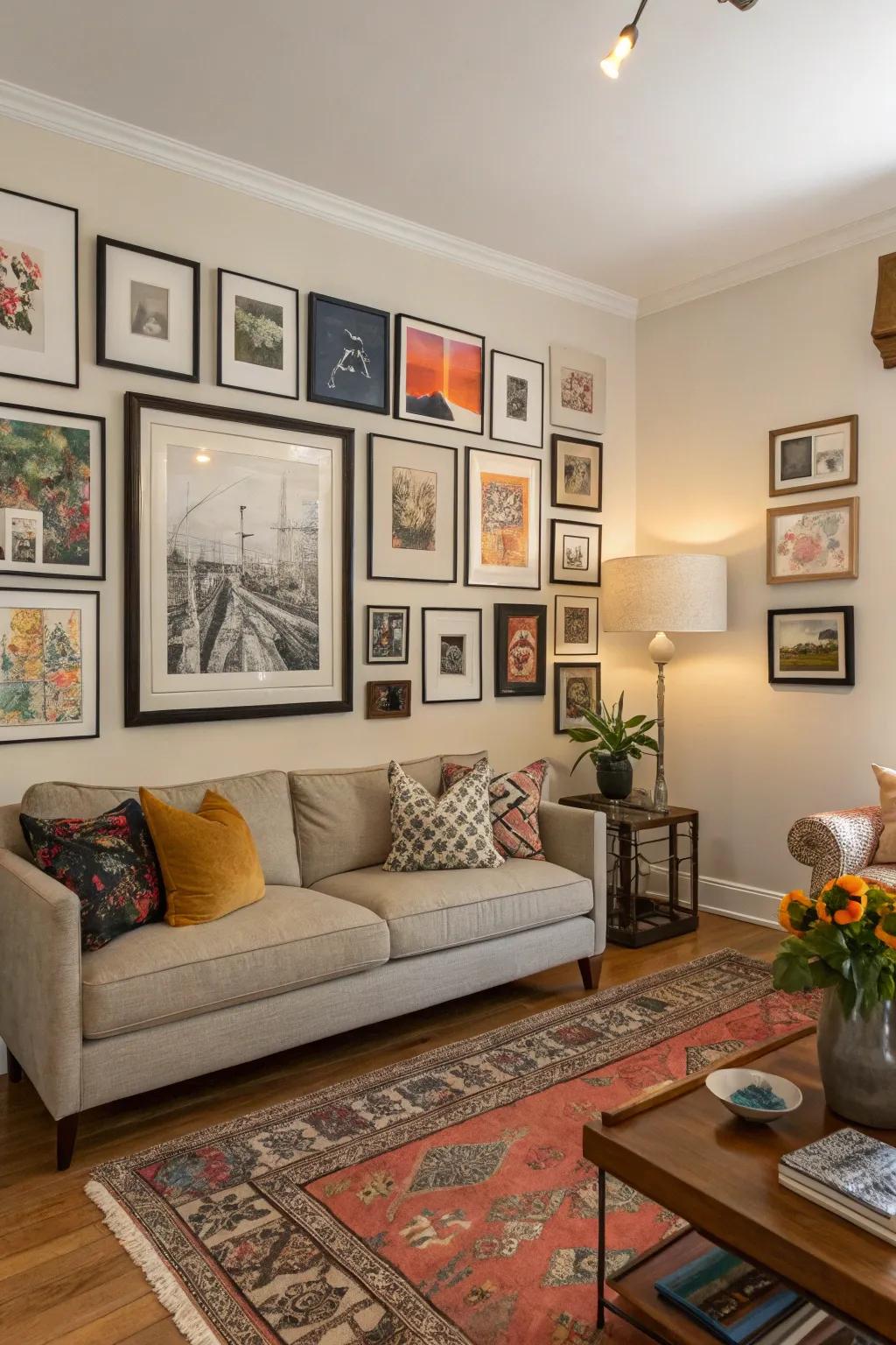 Artistic wall accents add personality to your living space.