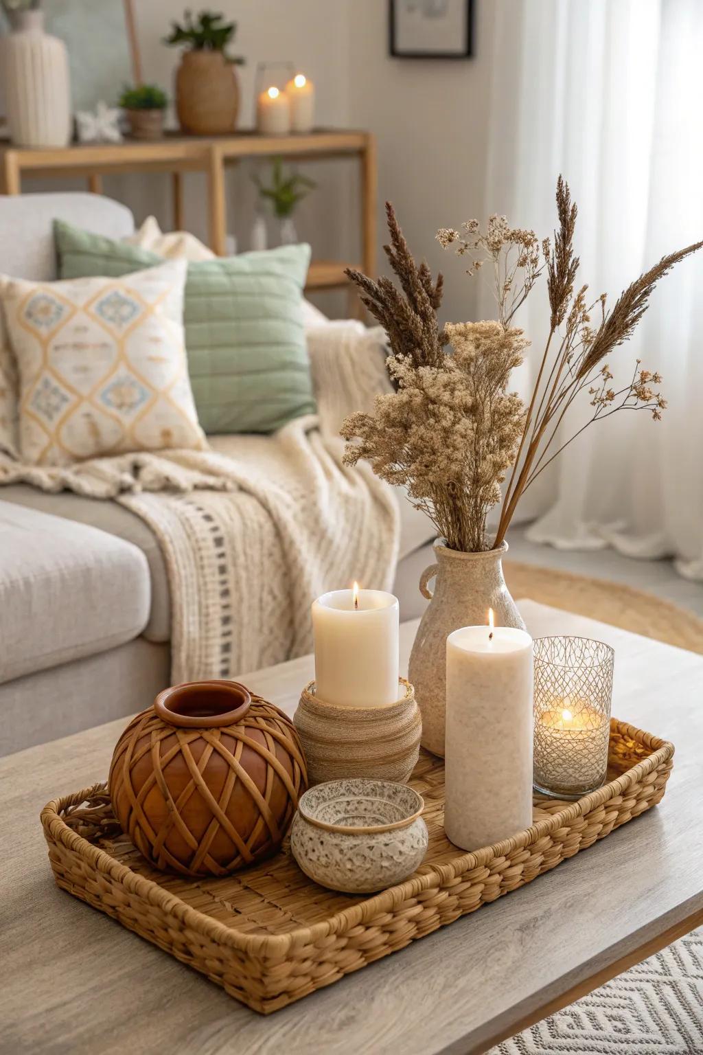 Neutral color palette creating a peaceful and balanced setting.
