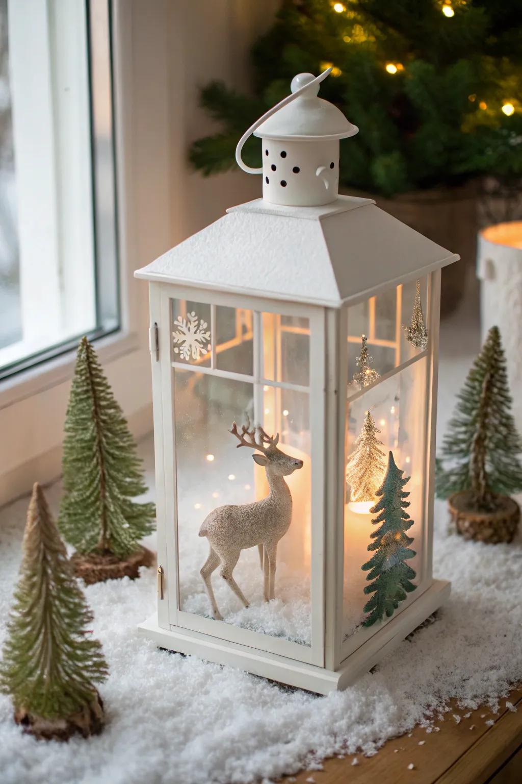 Create a magical forest ambiance with a charming deer lantern.
