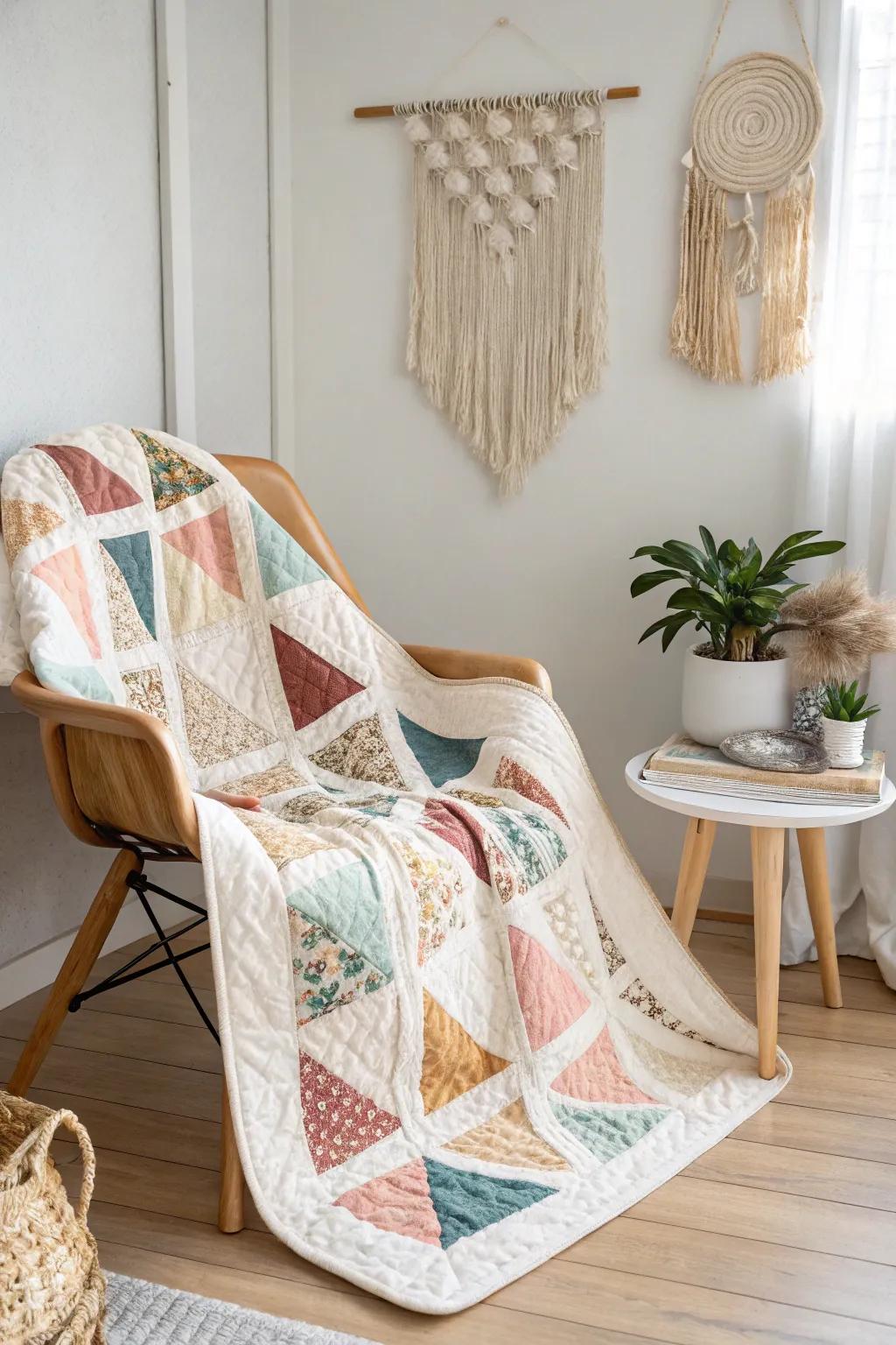 Add a touch of whimsy with a wonky block quilt-where playfulness meets elegance.