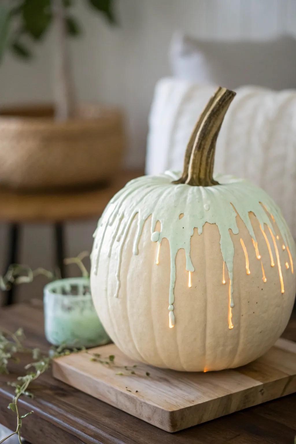 Illuminate your autumn nights with captivating glow-in-the-dark pumpkin art.