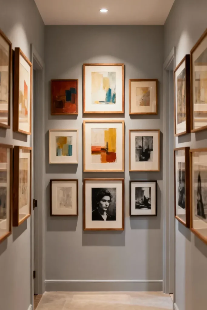 Framed artwork adding character and personality to the entryway.