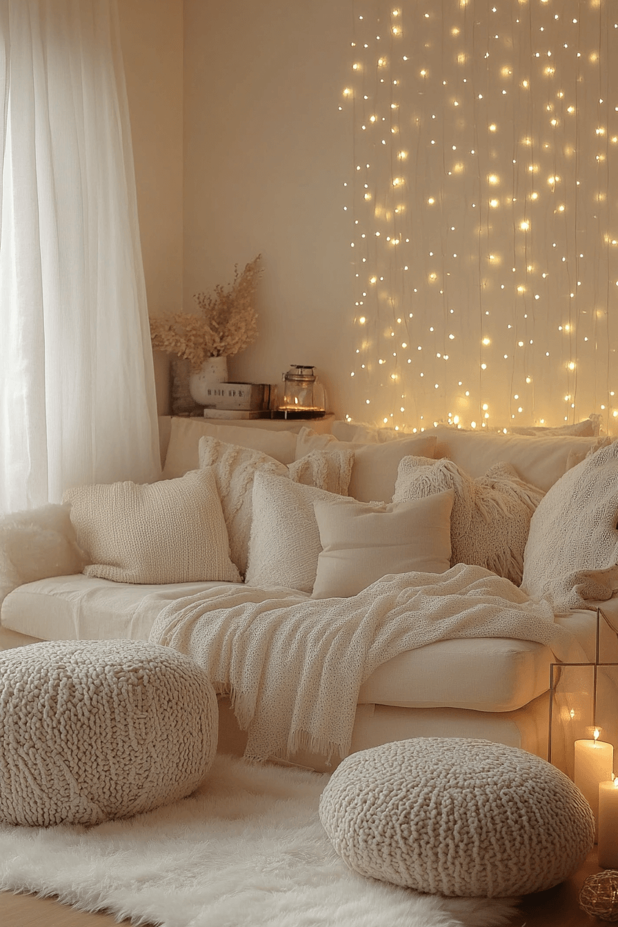 Soft neutral cozy living space