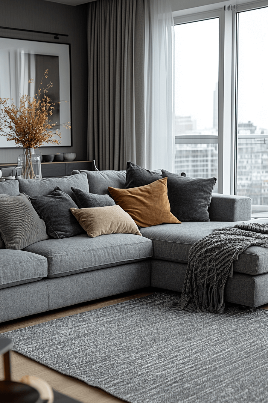 Gray monochrome cozy room