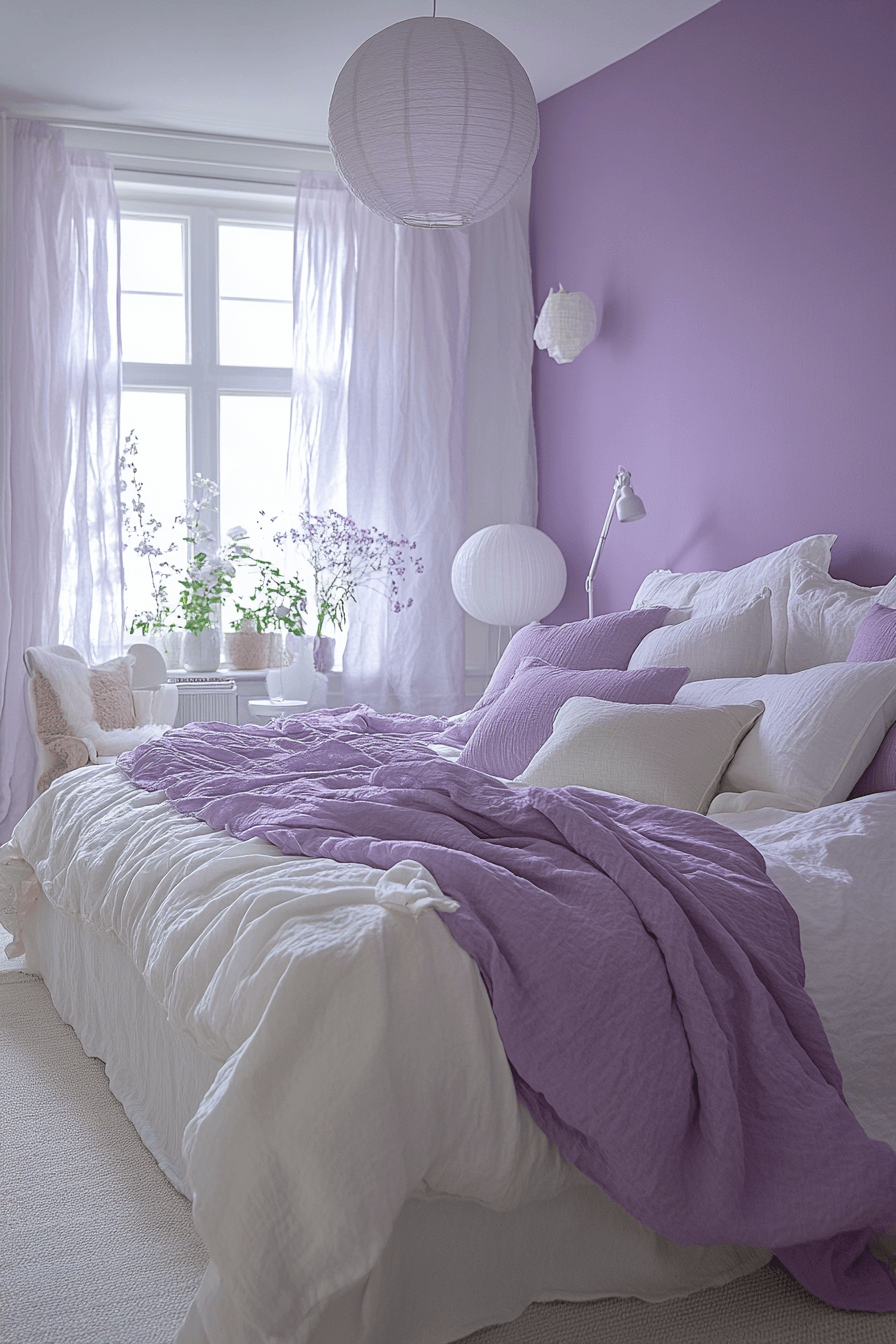 Lavender and white cozy interior