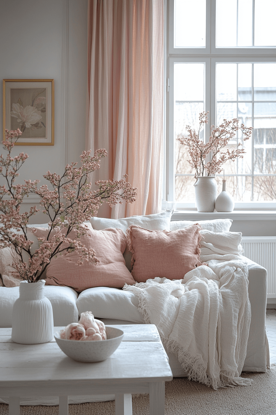 Linen and pink cozy apartment