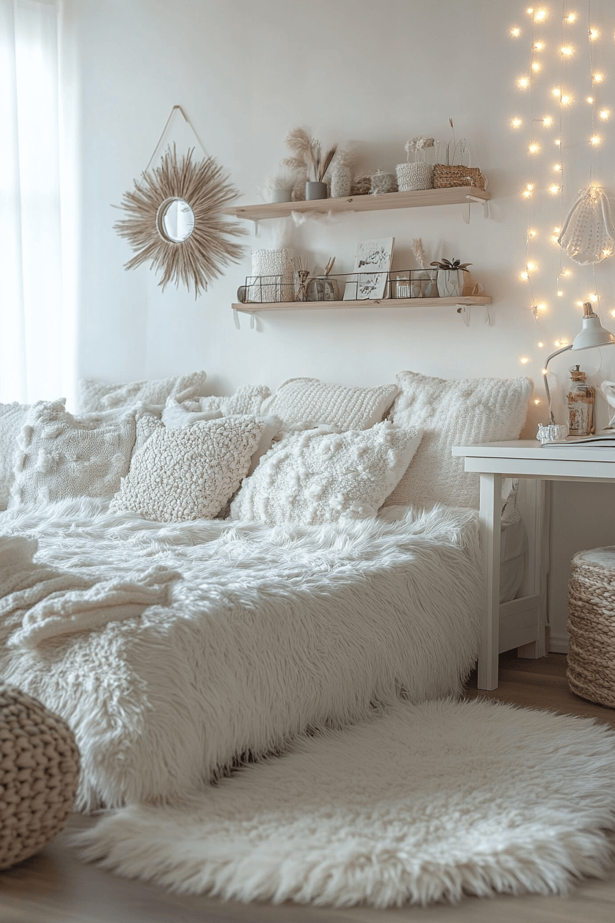All-white cozy studio