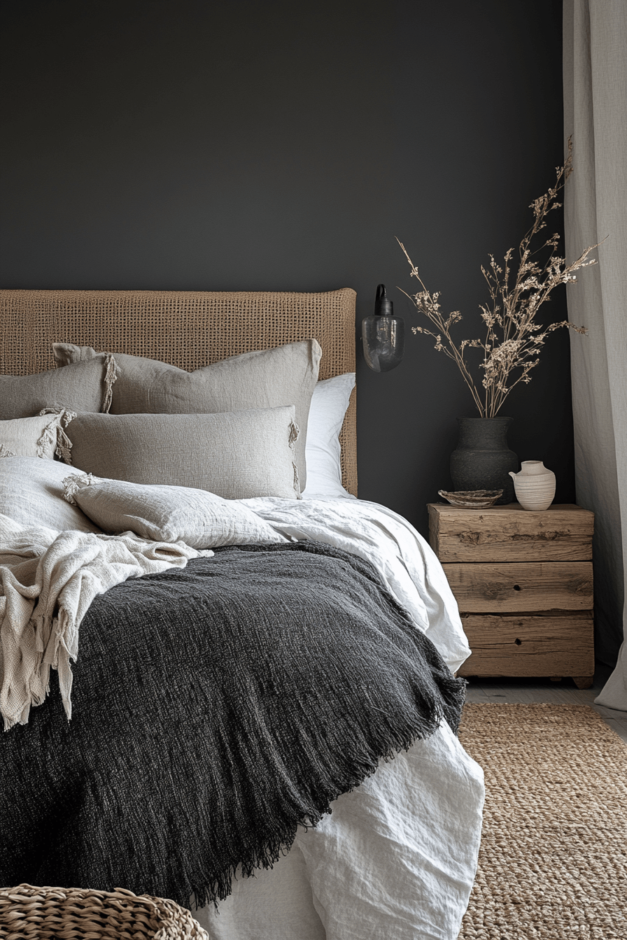 Drifting in Charcoal Boho Bedroom