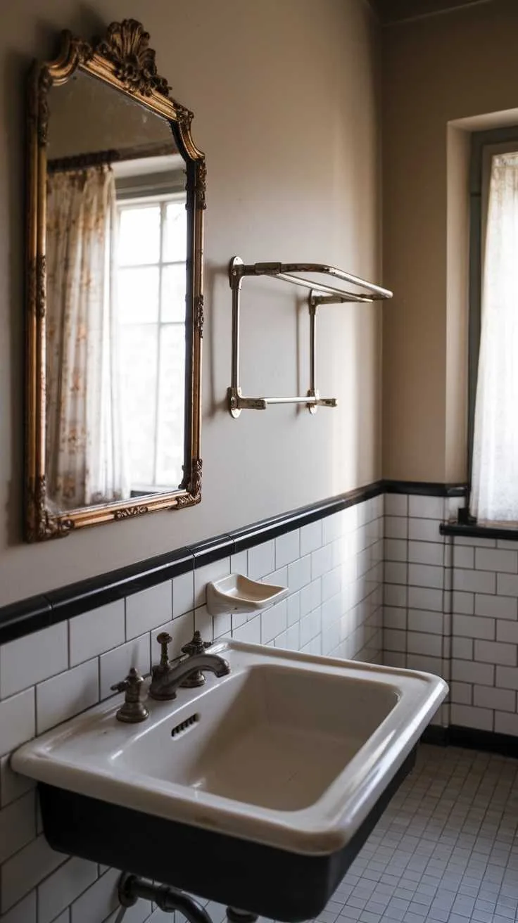 Black and White Bathroom Ideas - Vintage Accessories Vintage style black and white bathroom with classic fixtures