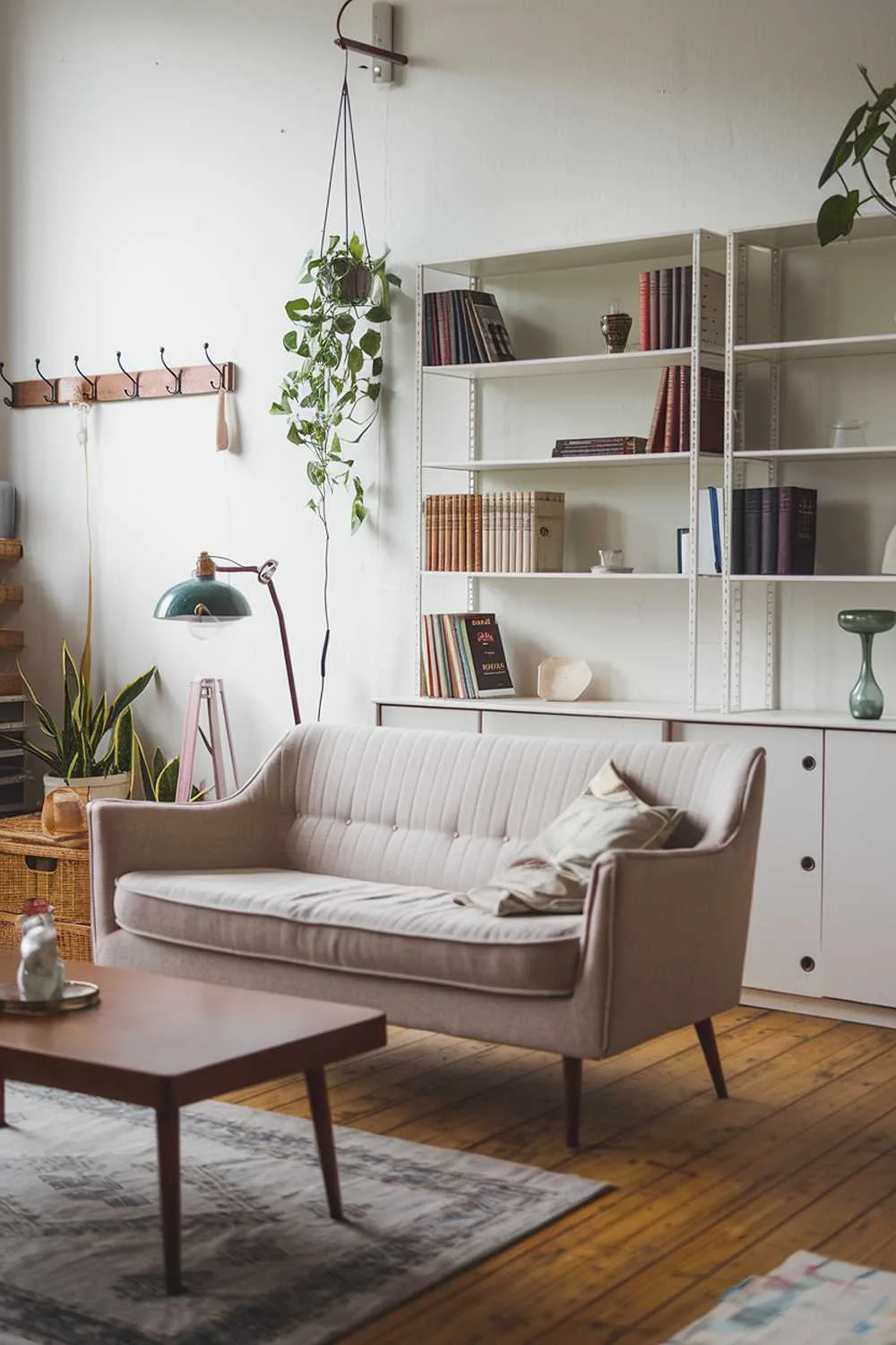 Eclectic mix of vintage items in Scandinavian living room