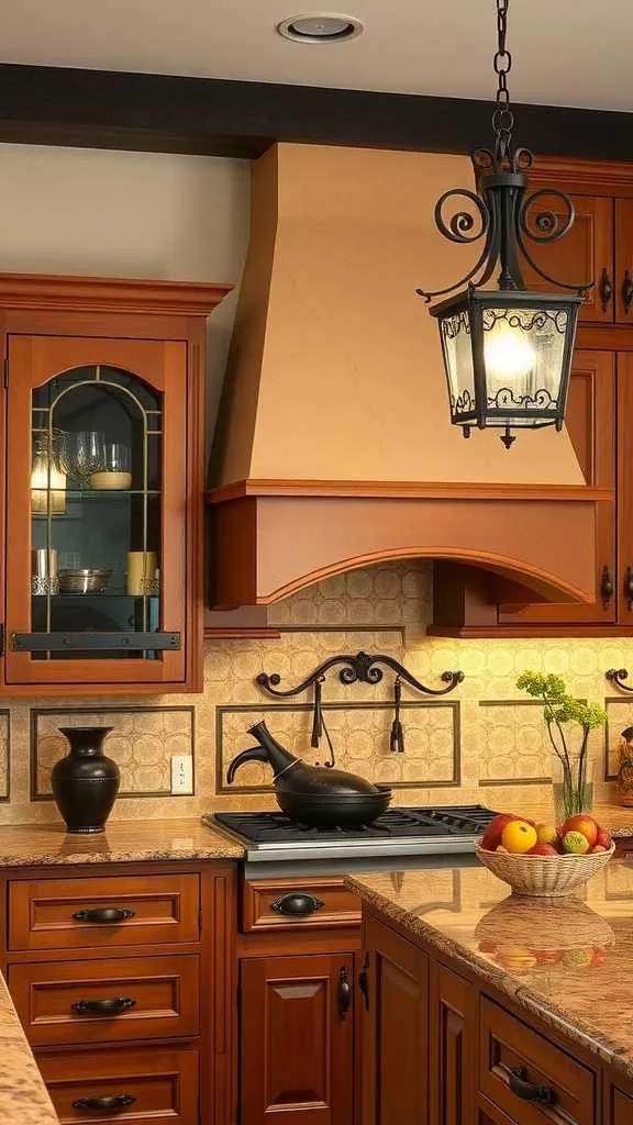 Wrought iron accents in a Spanish Mediterranean kitchen