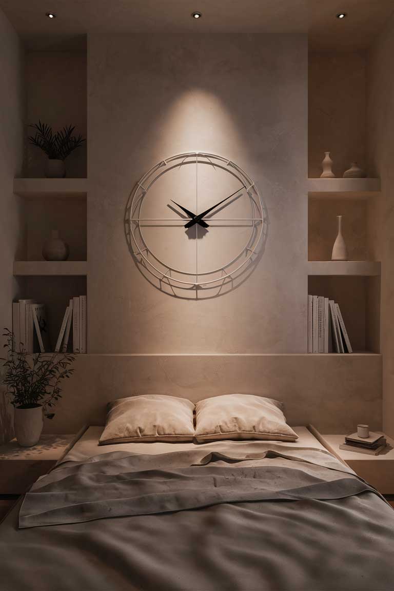 Minimalist wall clock with thin black hands