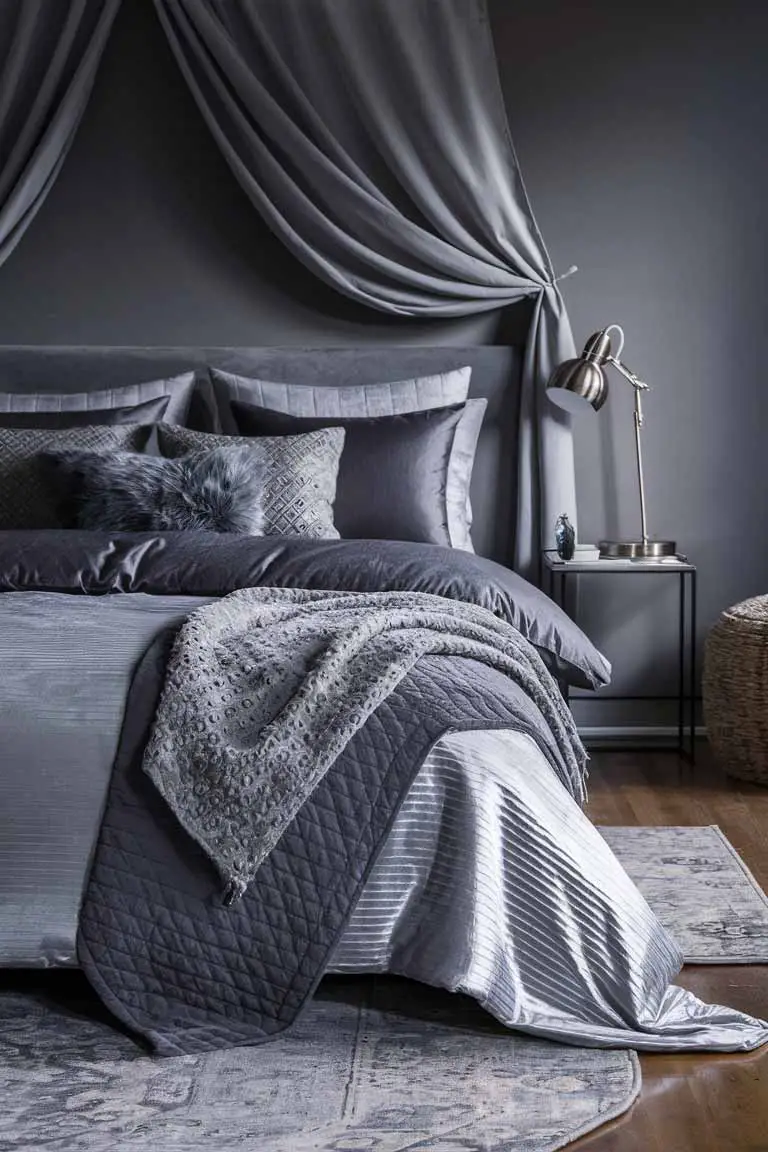 Tonal grey bedding with light and dark shades