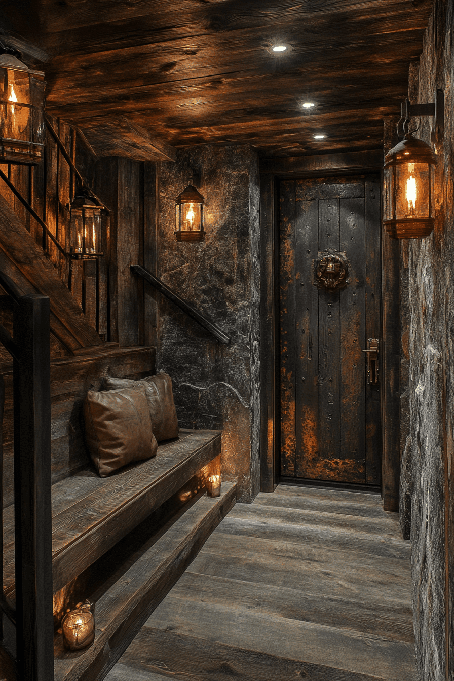 Industrial rustic hallway with metal accents