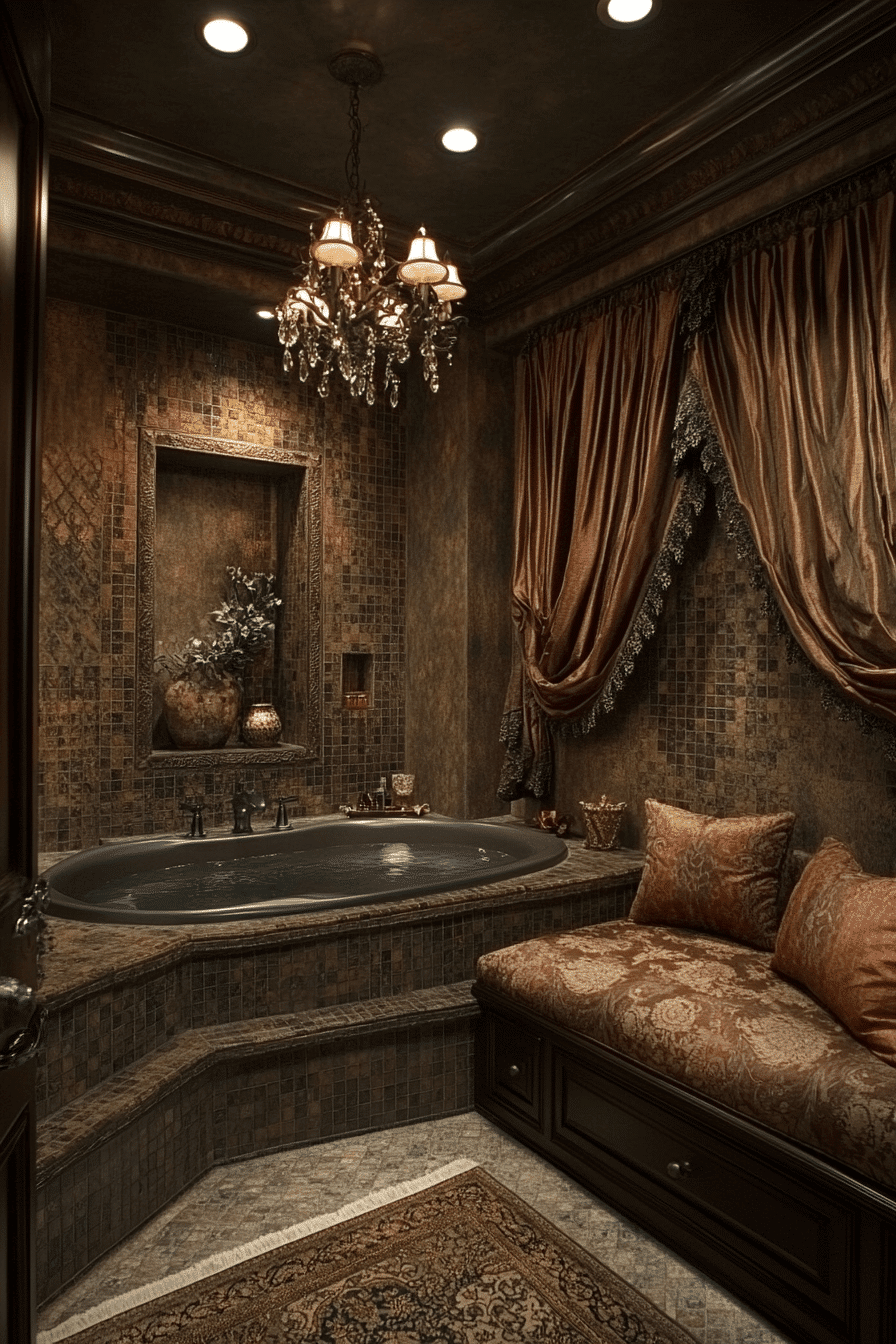 Bathroom with marble-look tiles