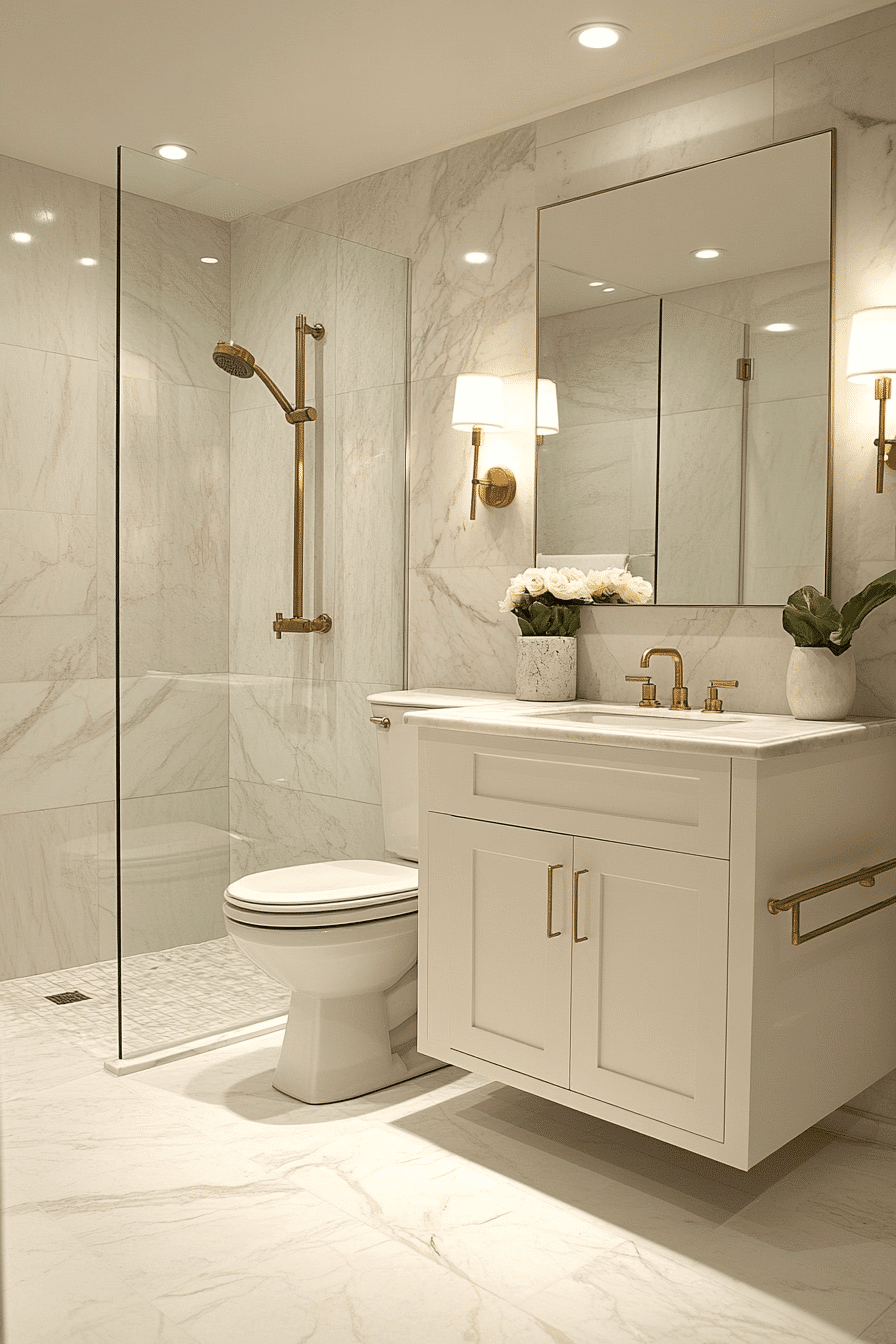 Bathroom with gold fixtures
