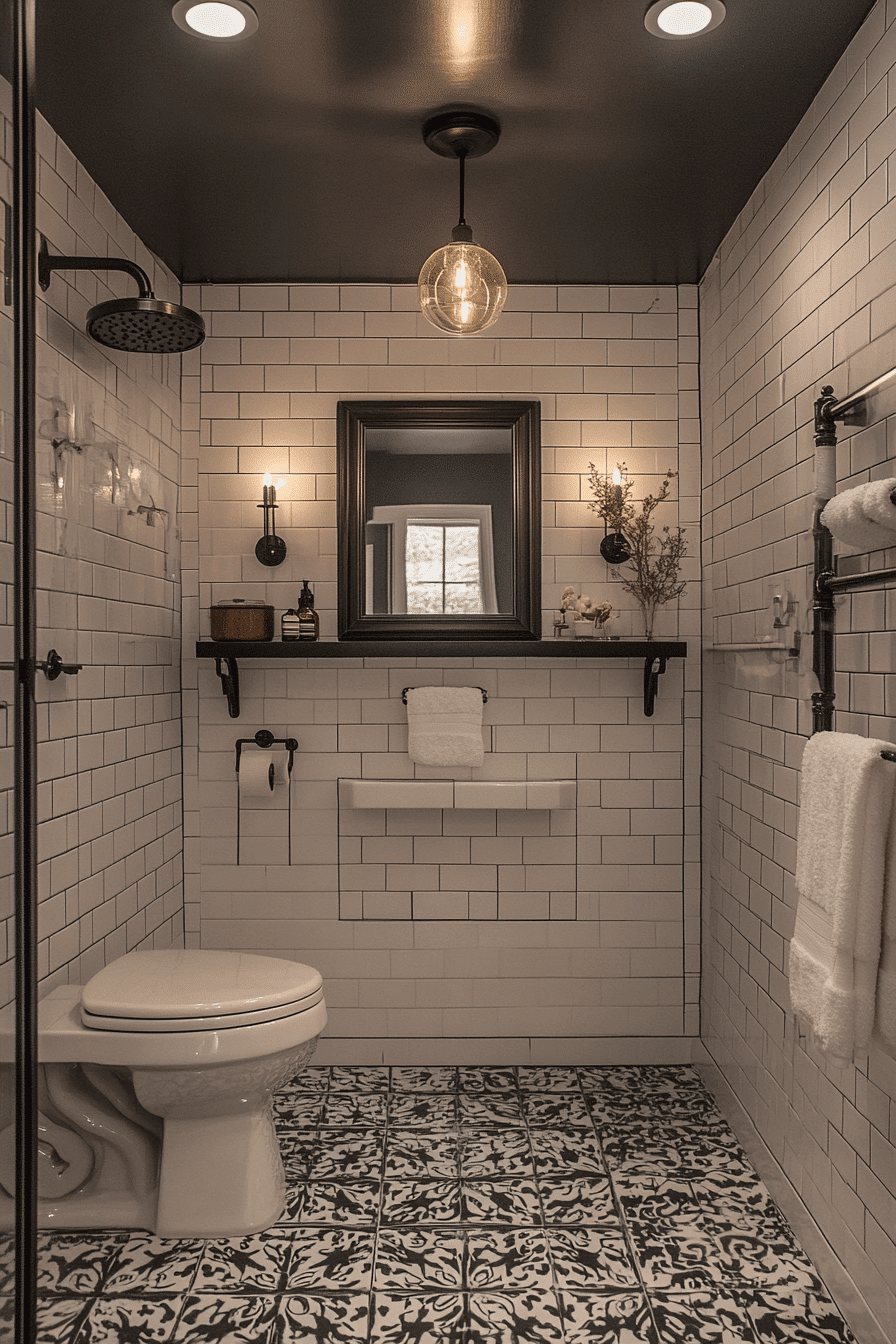 Bathroom with vibrant accessories