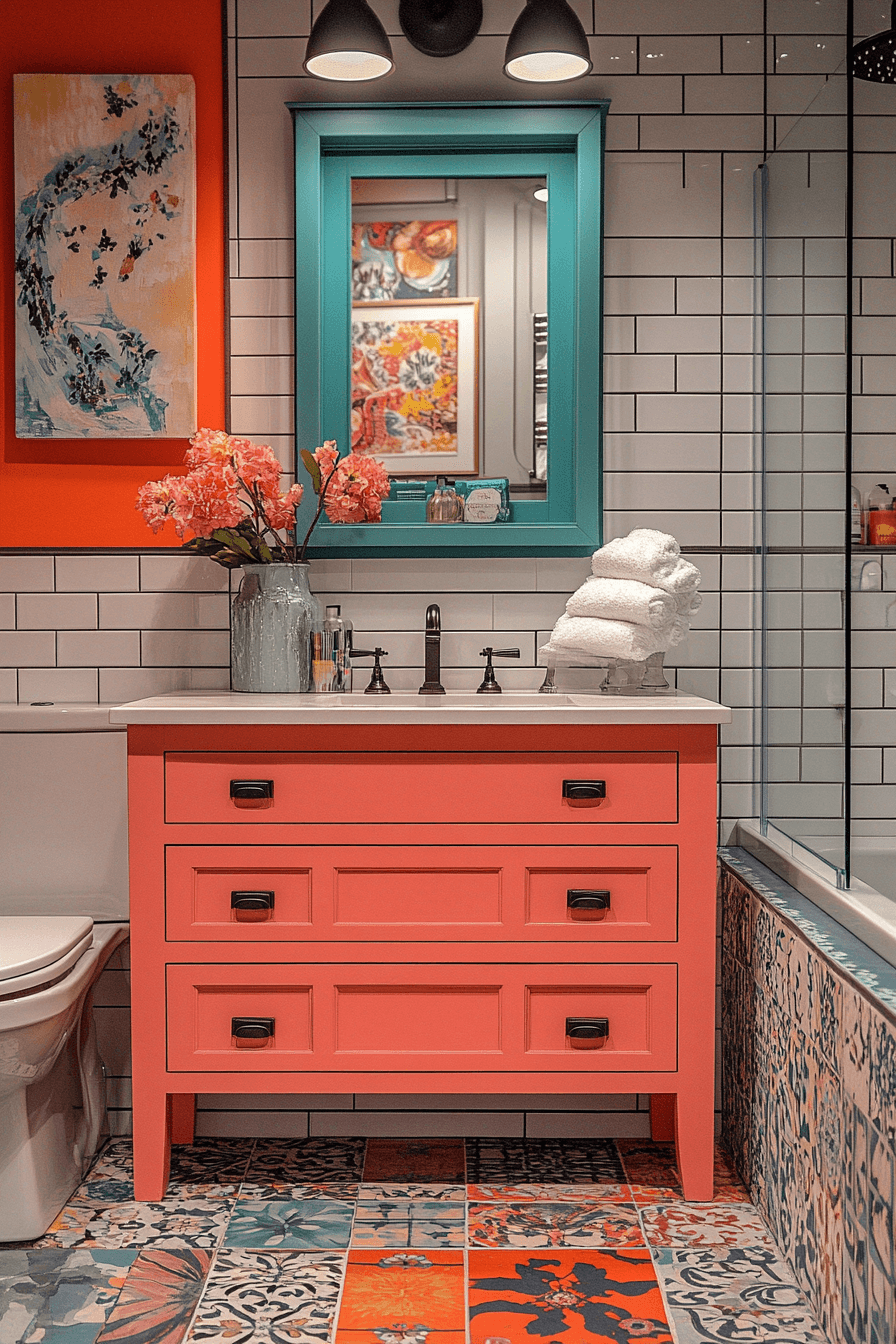 Compact bathroom with multi-functional fixtures