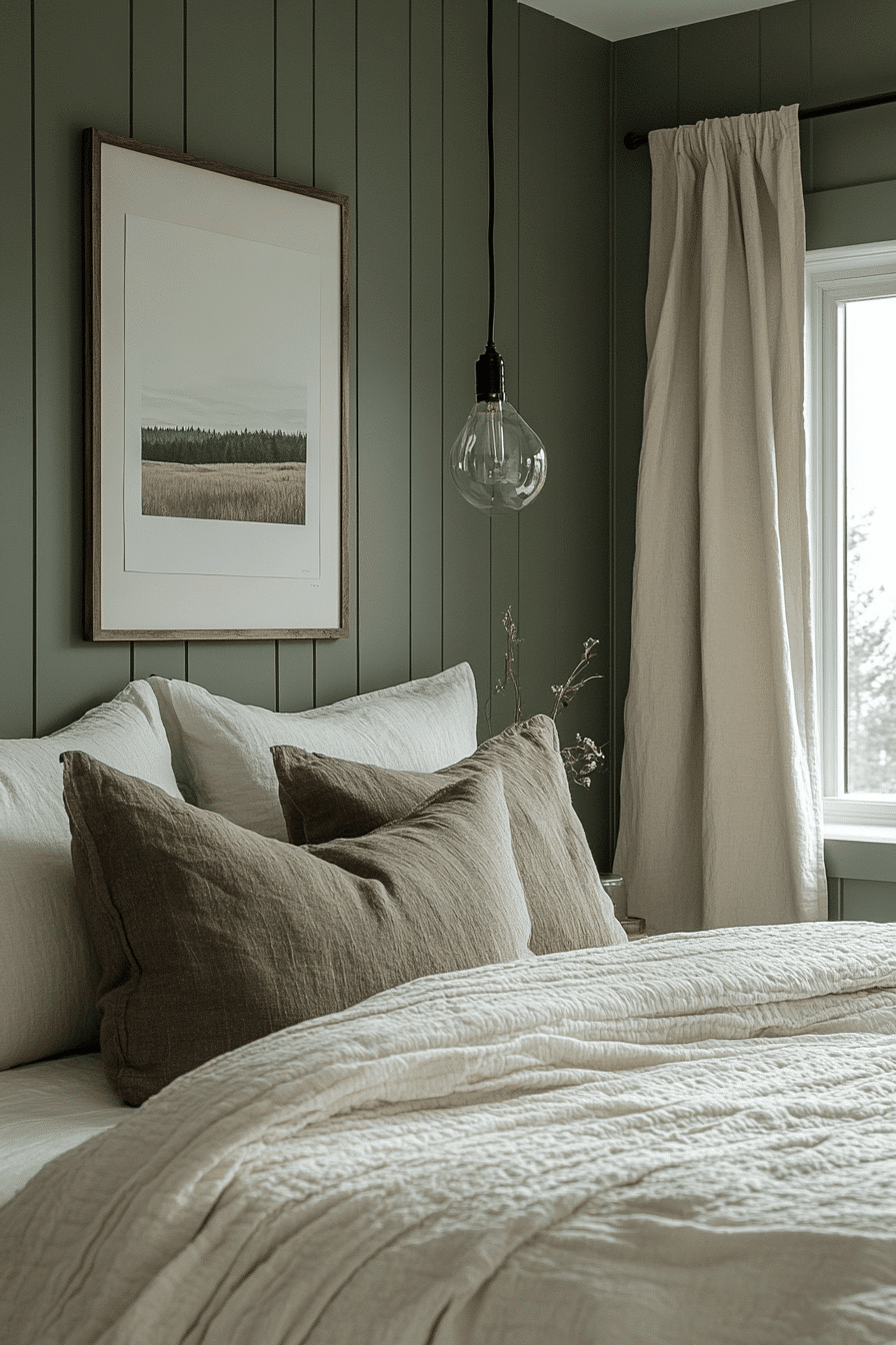 Sleek Sage Green Farmhouse Bedroom
