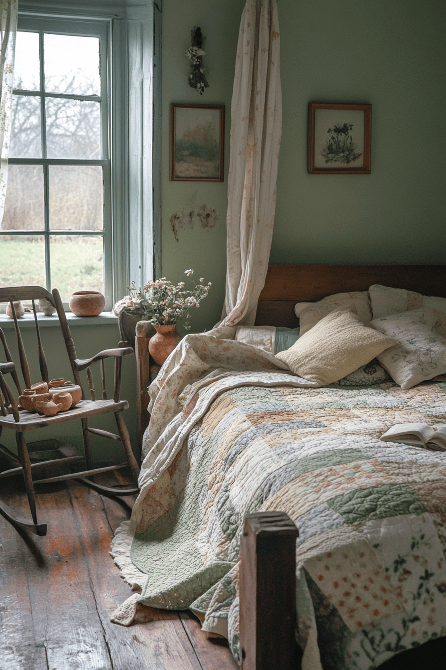 Inviting Sage Green Farmhouse Bedroom