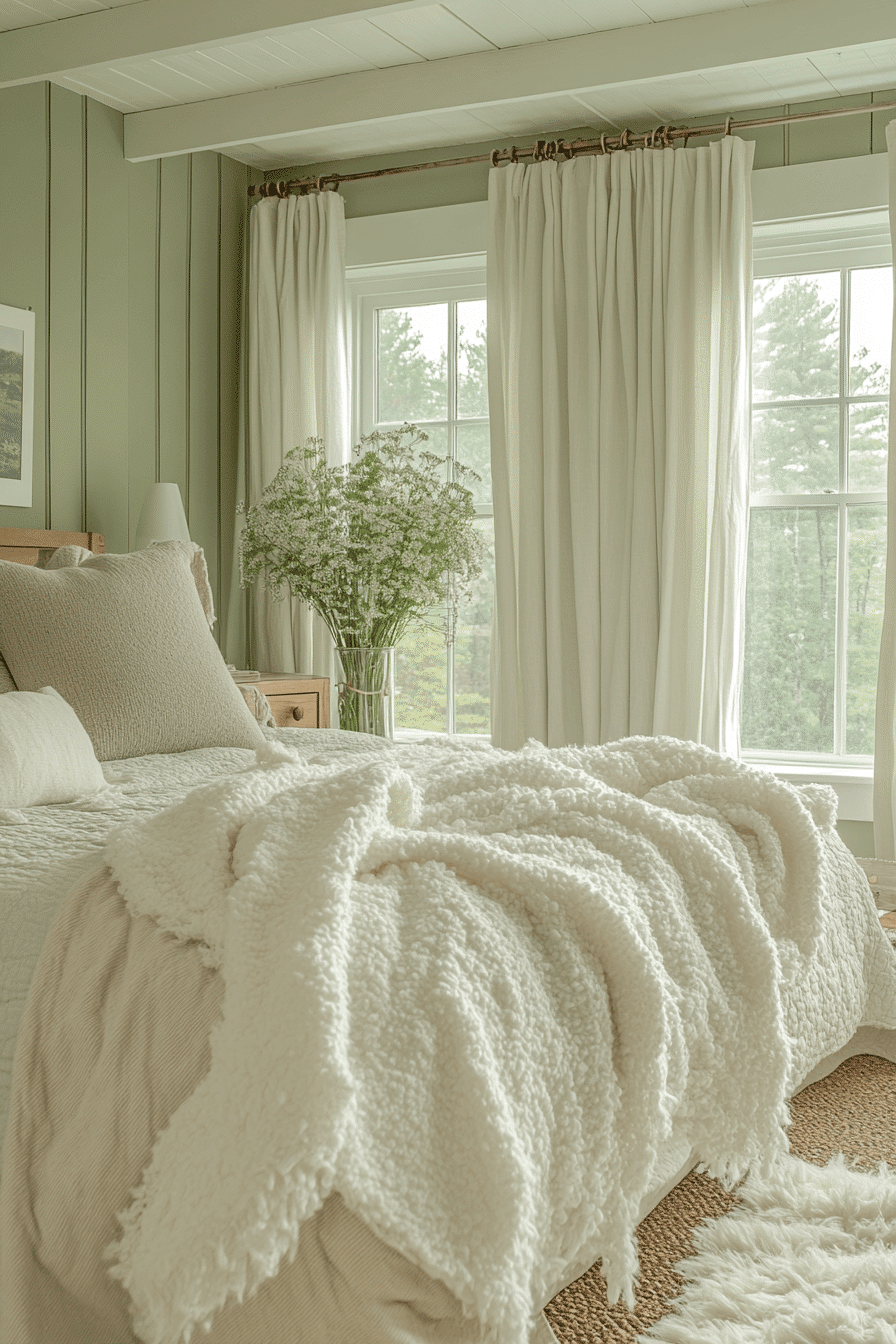 Vibrant Sage Green Farmhouse Bedroom