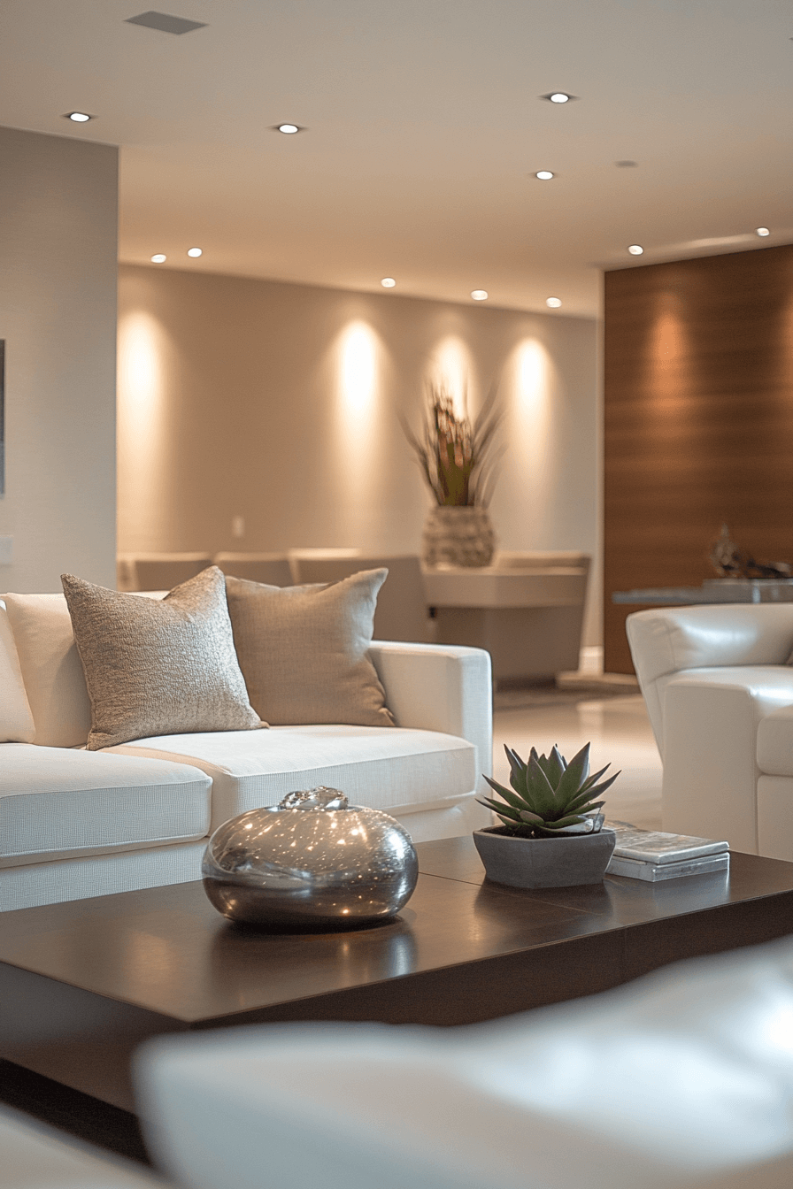 Modern living room with geometric furniture