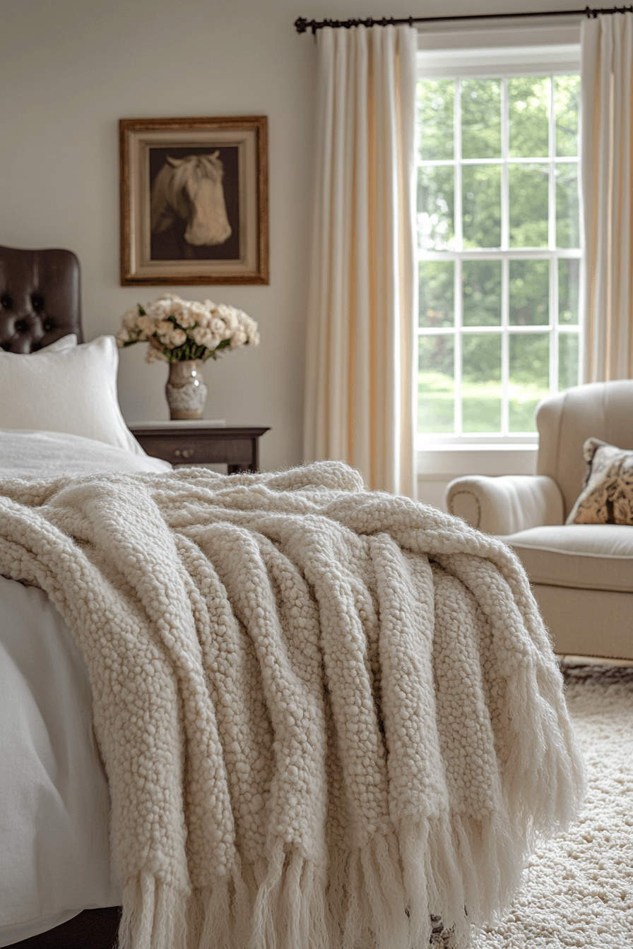 Cashmere throw on bed