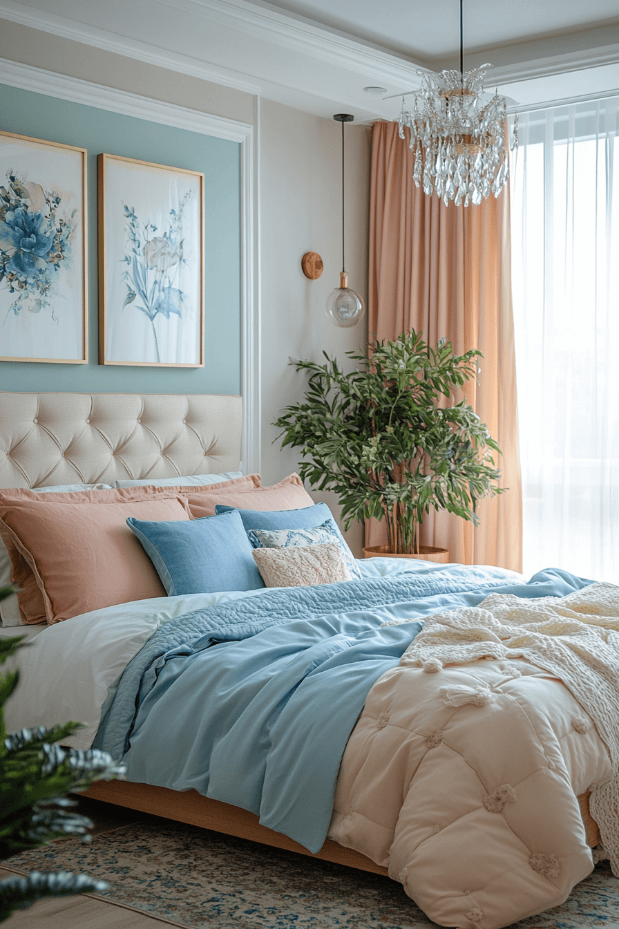 Pastel colored bedroom