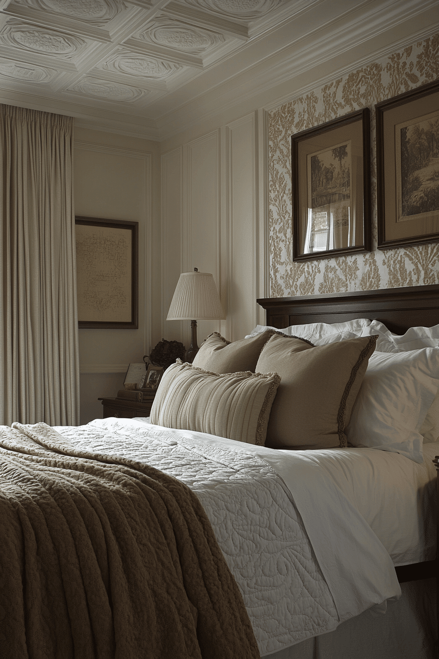 Layered lighting in bedroom